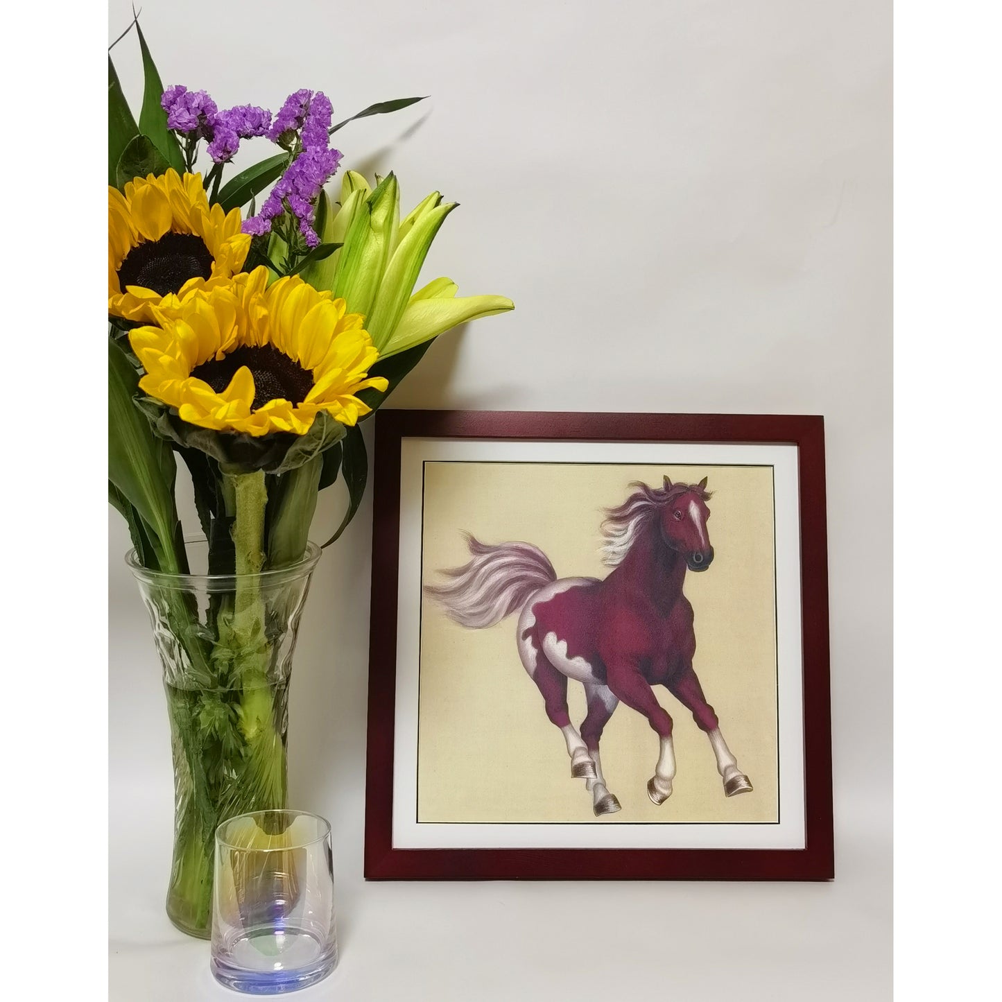 Hand-painted Ferghana Horse Artwork – Fine Brush Technique, Premium MATT Paper, Natural Wood Frame, Multiple Sizes & Colors
