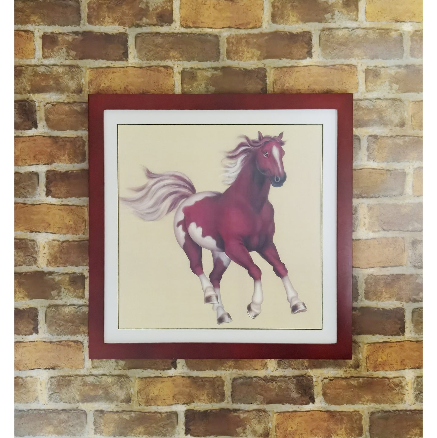 Hand-painted Ferghana Horse Artwork – Fine Brush Technique, Premium MATT Paper, Natural Wood Frame, Multiple Sizes & Colors