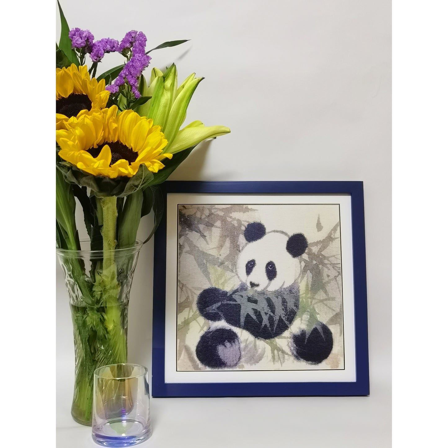 Hand-painted Watercolor Panda Eating Bamboo Art Print – Premium MATT Paper, Natural Wood Frame, Multiple Sizes & Colors