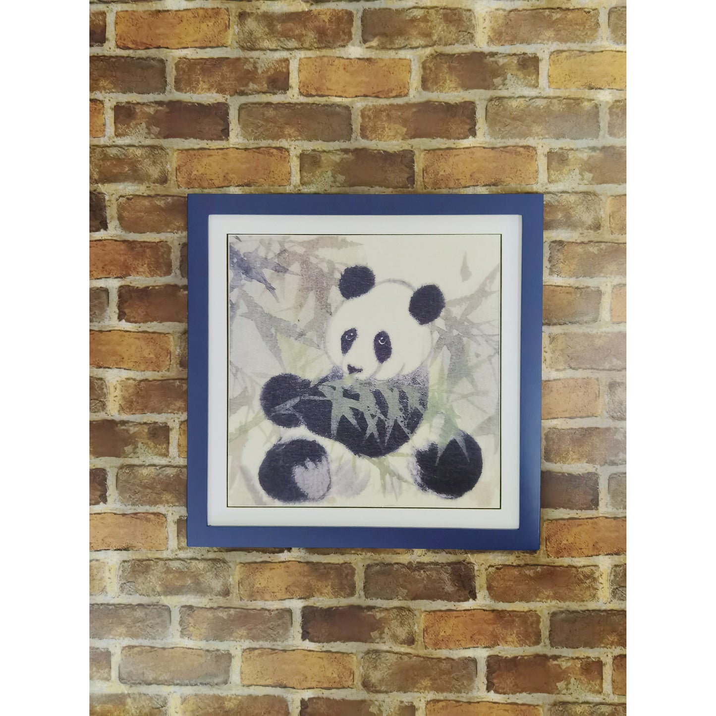Hand-painted Watercolor Panda Eating Bamboo Art Print – Premium MATT Paper, Natural Wood Frame, Multiple Sizes & Colors