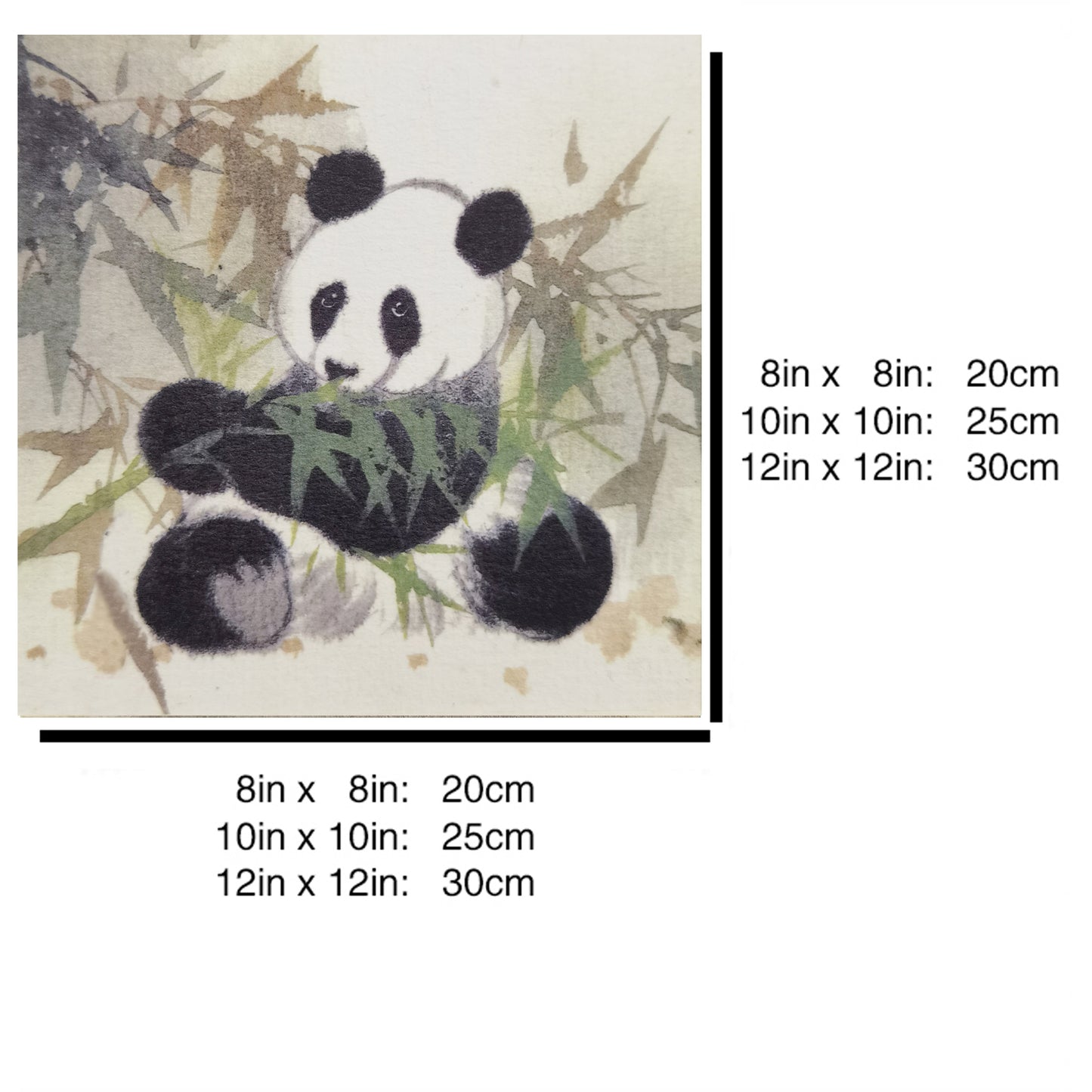 Hand-painted Watercolor Panda Eating Bamboo Art Print – Premium MATT Paper, Natural Wood Frame, Multiple Sizes & Colors