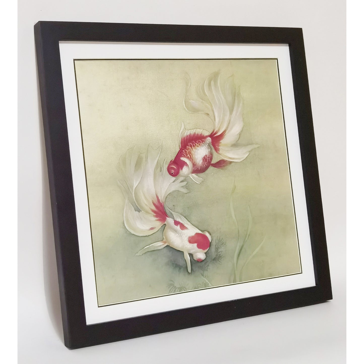 Hand-painted Fantail Goldfish Artwork – Gongbi Technique, Premium MATT Paper, Natural Wood Frame, Multiple Sizes & Colors