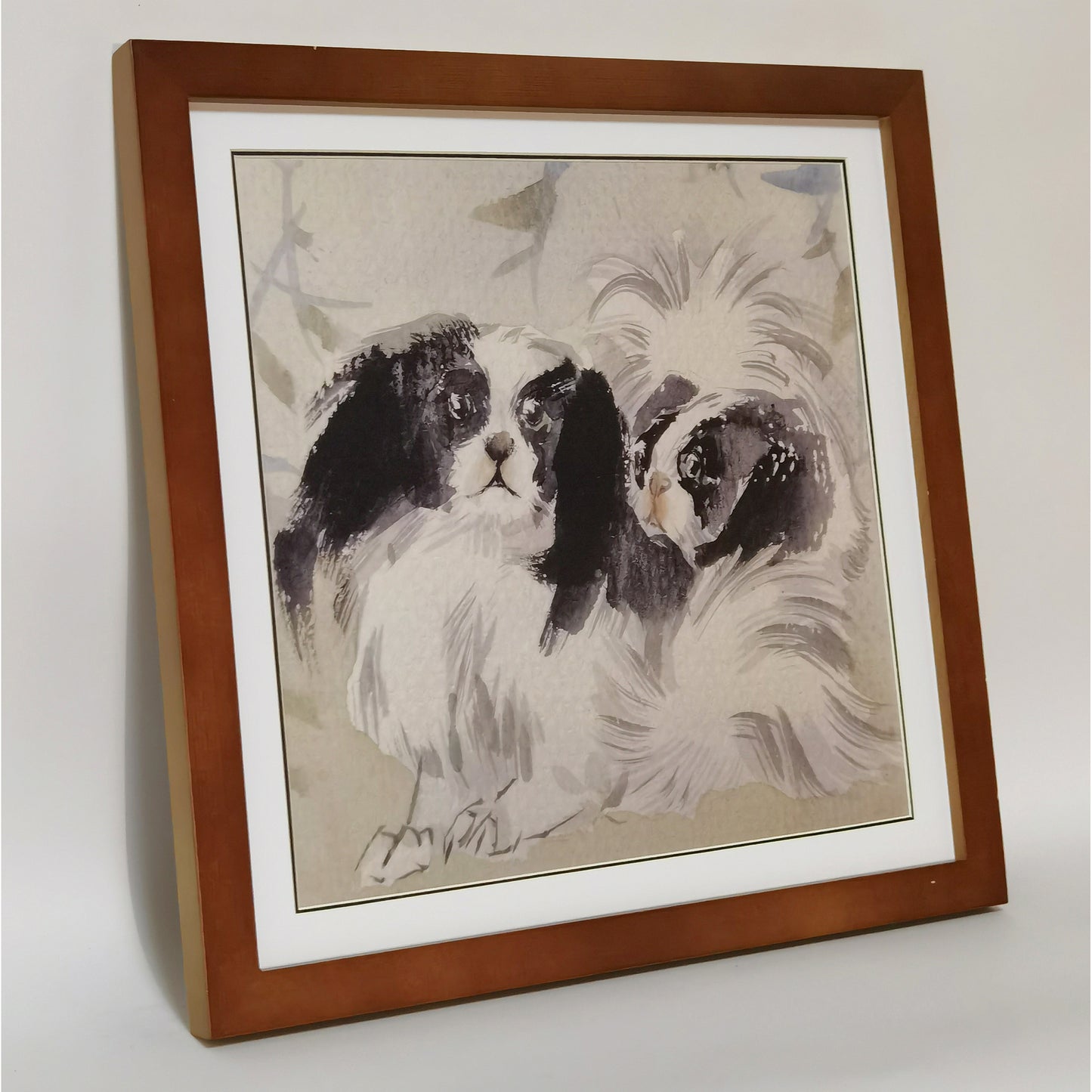 Watercolor Pekingese Dogs Art Print – Hand-painted, Premium MATT Paper, Natural Wood Frame, Multiple Sizes & Colors