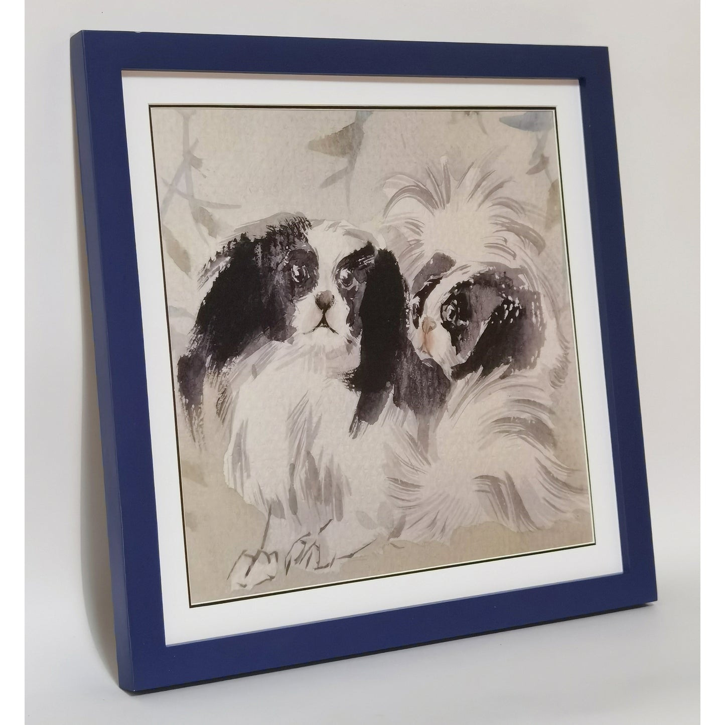 Watercolor Pekingese Dogs Art Print – Hand-painted, Premium MATT Paper, Natural Wood Frame, Multiple Sizes & Colors