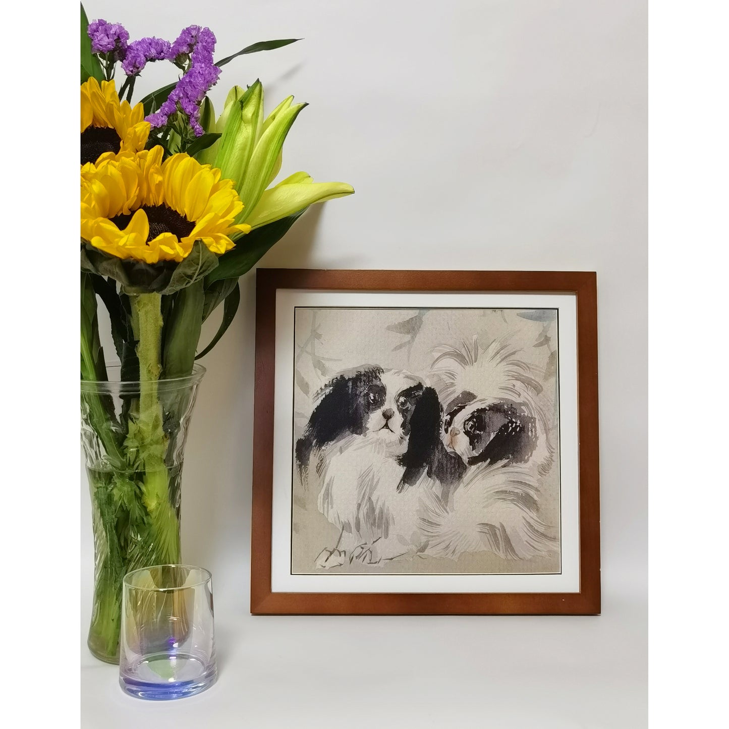 Watercolor Pekingese Dogs Art Print – Hand-painted, Premium MATT Paper, Natural Wood Frame, Multiple Sizes & Colors