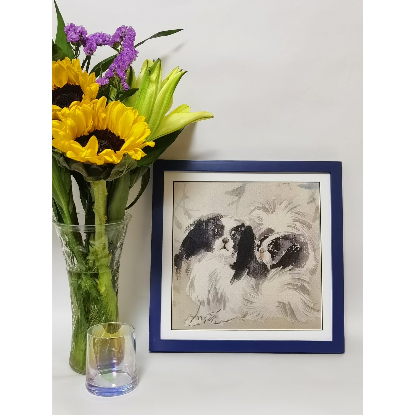 Watercolor Pekingese Dogs Art Print – Hand-painted, Premium MATT Paper, Natural Wood Frame, Multiple Sizes & Colors