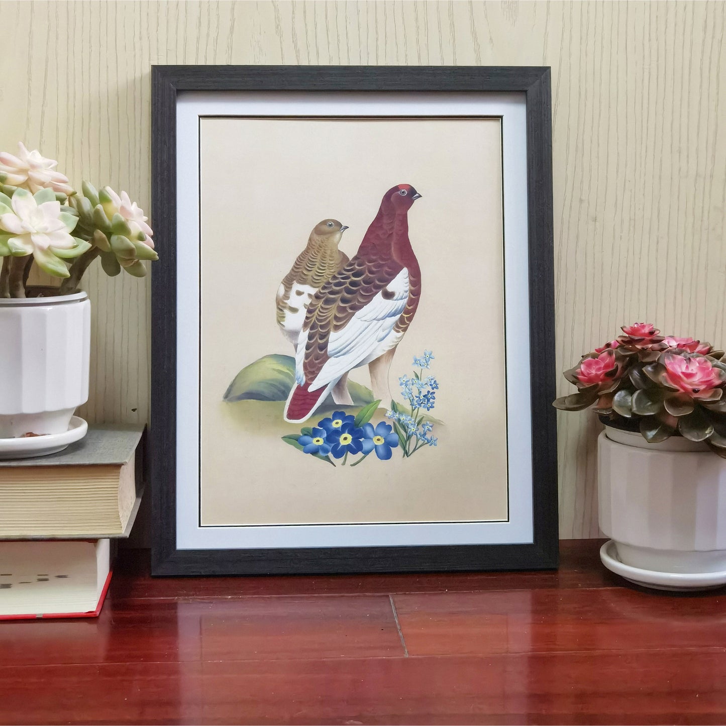 Alaska Willow Ptarmigan Hand-painted Art Print - Premium MATT Paper, Natural Wood Frame, Wall & Tabletop Décor, Multiple Sizes & Colors