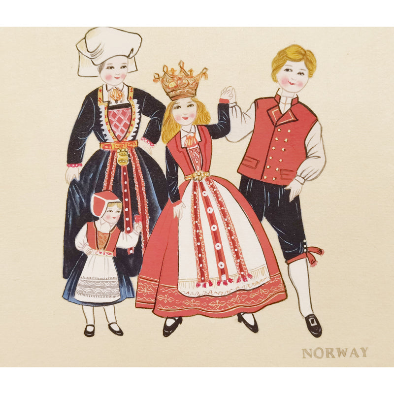 Hand-painted Norway Traditional Family & Costume Art Print – Premium MATT Paper, Natural Wood Frame, Multiple Sizes & Colors