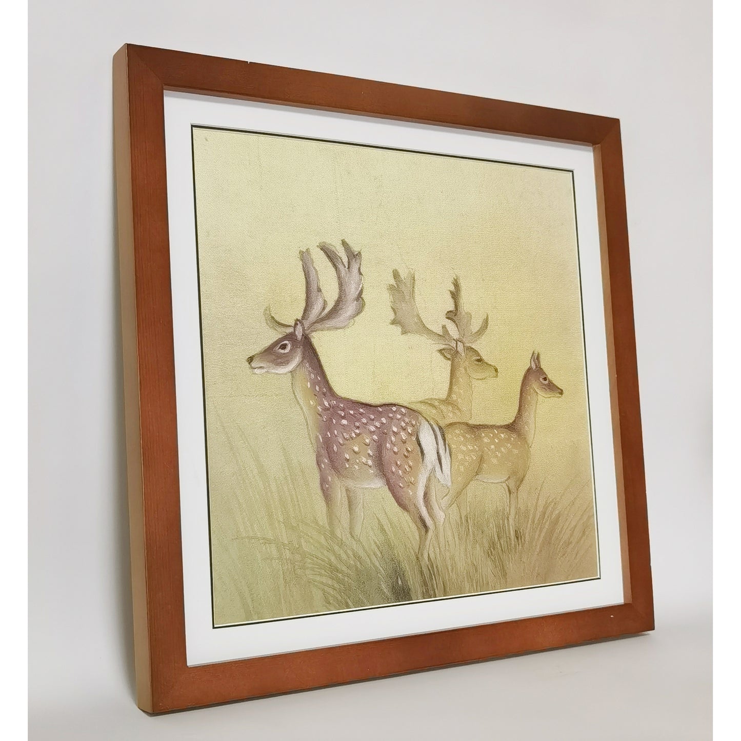 Hand-painted Deer Herd Artwork – Wild & Lifelike, Premium MATT Paper, Natural Wood Frame, Multiple Sizes & Colors