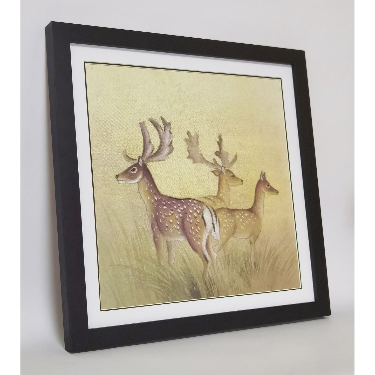 Hand-painted Deer Herd Artwork – Wild & Lifelike, Premium MATT Paper, Natural Wood Frame, Multiple Sizes & Colors