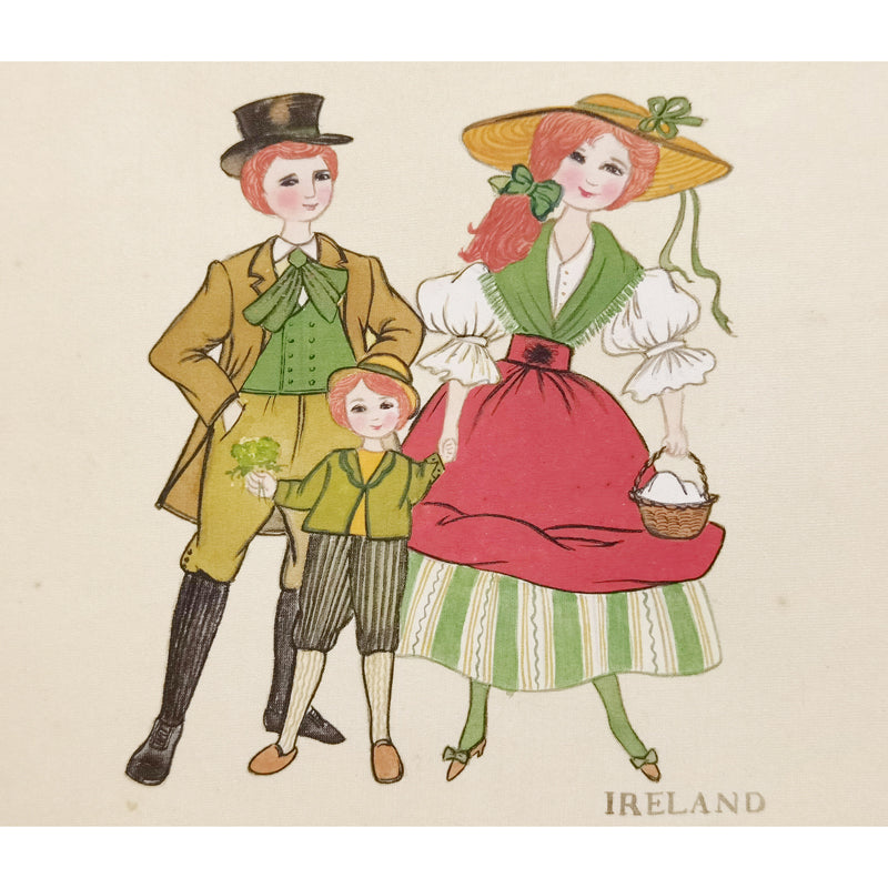 Hand-painted Ireland Traditional Family & Costume Art Print – Premium MATT Paper, Natural Wood Frame, Multiple Sizes & Colors