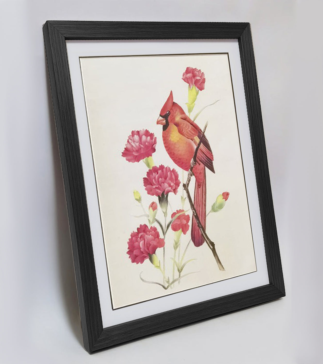 North Carolina Cardinal Hand-painted Art Print - Premium MATT Paper, Natural Wood Frame, Wall & Tabletop Décor, Multiple Sizes & Colors Available