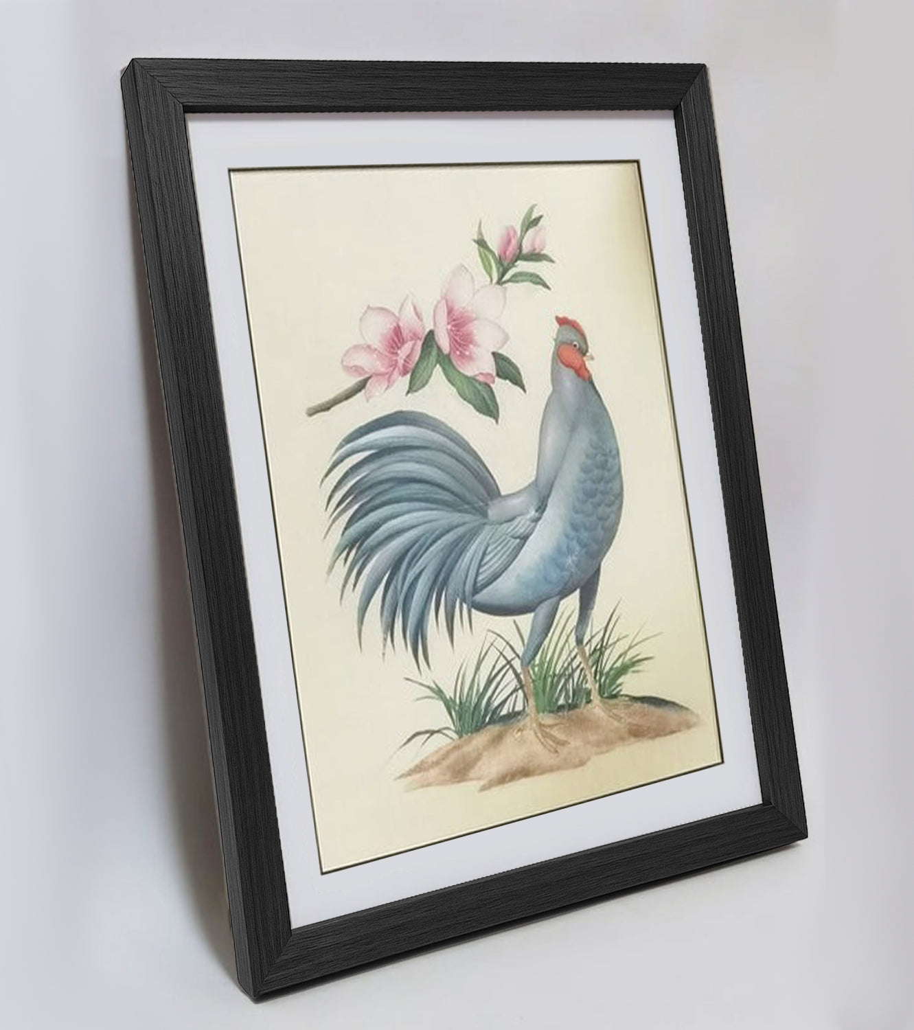 Delaware Blue Hen Hand-painted Art Print - Premium MATT Paper, Natural Wood Frame, Wall & Tabletop Décor, Multiple Sizes & Colors