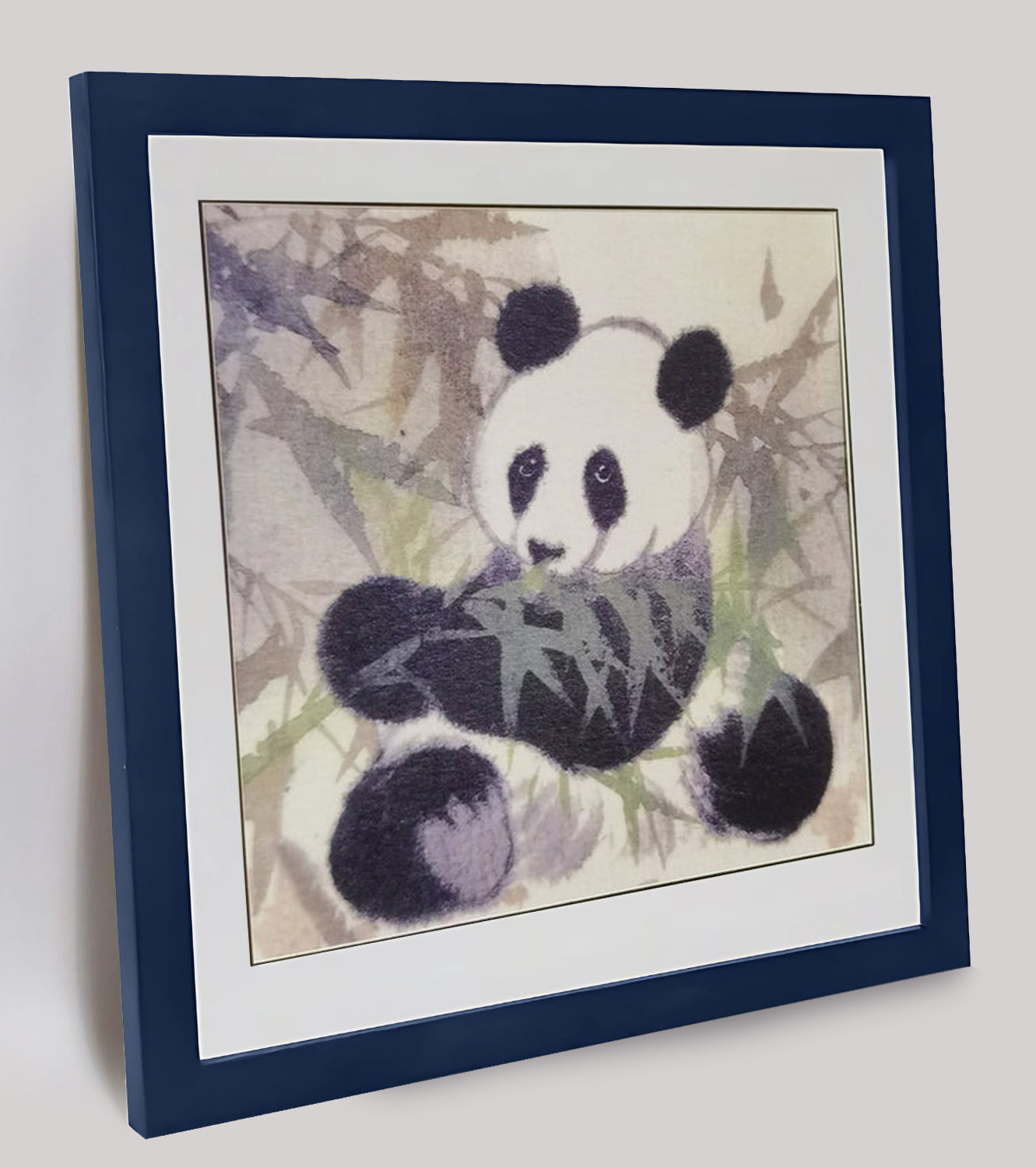 Hand-painted Watercolor Panda Eating Bamboo Art Print – Premium MATT Paper, Natural Wood Frame, Multiple Sizes & Colors