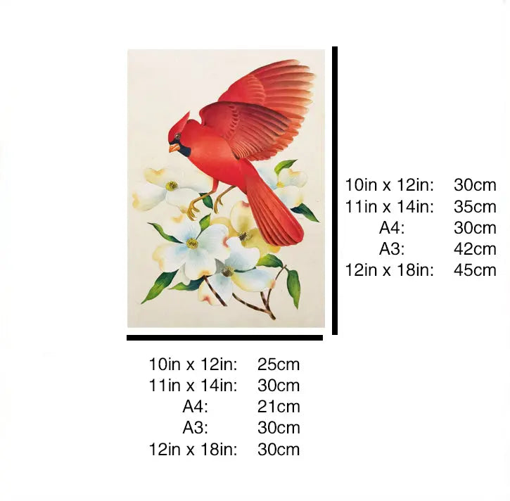 Cardinal North Carolina Bird Handmade Painting Art Solid Wood Framed Poster Picture Print Artwork GEM ORIGINAL