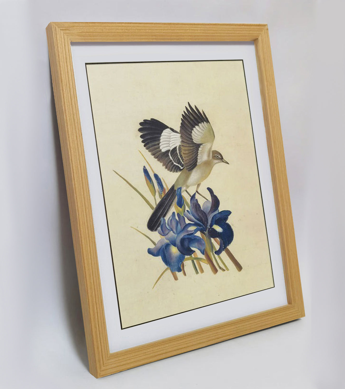 Tennessee Mockingbird Hand-painted Art Print - Premium MATT Paper, Natural Wood Frame, Wall & Tabletop Décor, Multiple Sizes & Colors