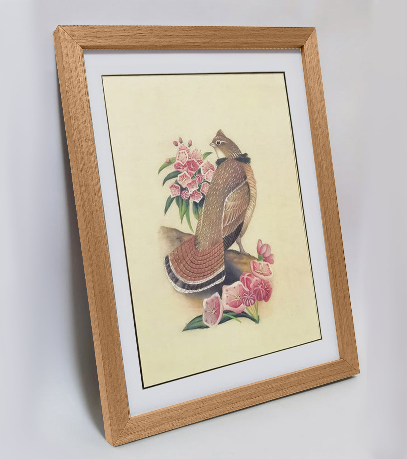 Pennsylvania Ruffed Grouse Hand-painted Art Print - Premium MATT Paper, Natural Wood Frame, Wall & Tabletop Décor, Multiple Sizes & Colors