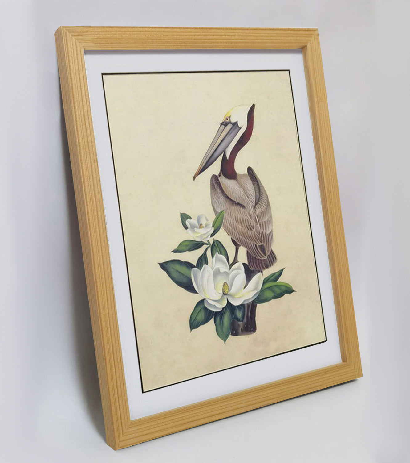 Louisiana Brown Pelican Hand-painted Art Print - Premium MATT Paper, Natural Wood Frame, Wall & Tabletop Décor, Multiple Sizes & Colors