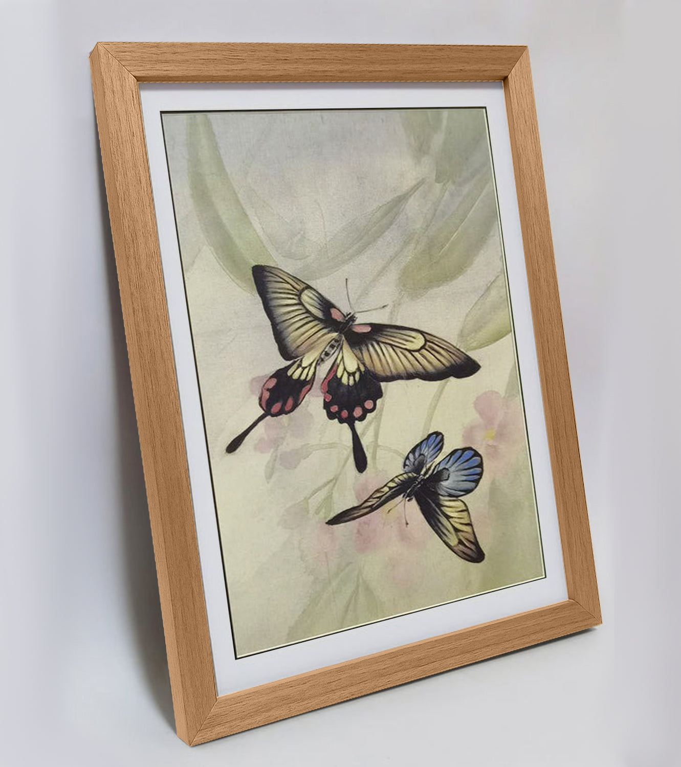 Hand-painted Swallowtail Butterfly Artwork – Fine Brush Technique, Premium MATT Paper, Natural Wood Frame, Multiple Sizes & Colors