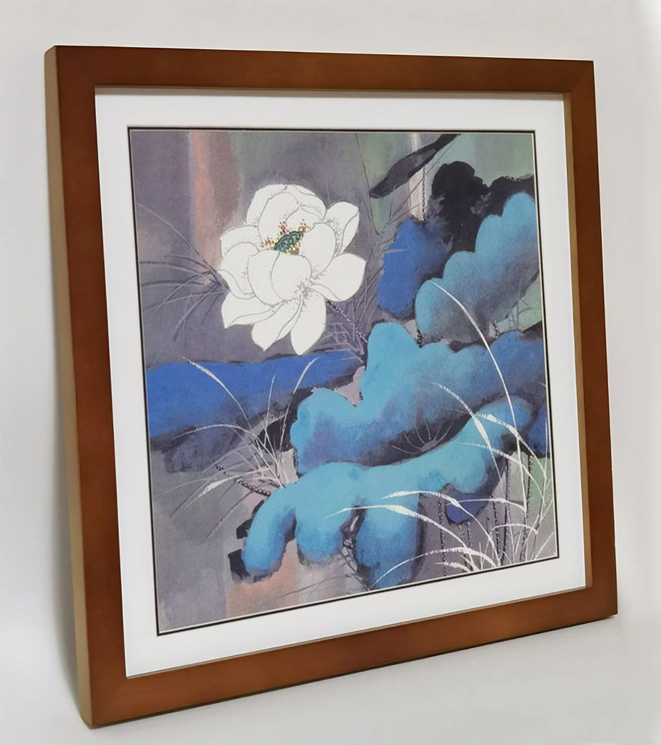 Hand-painted Pond Lily Artwork – Watercolor Technique, Premium MATT Paper, Natural Wood Frame, Multiple Sizes & Colors