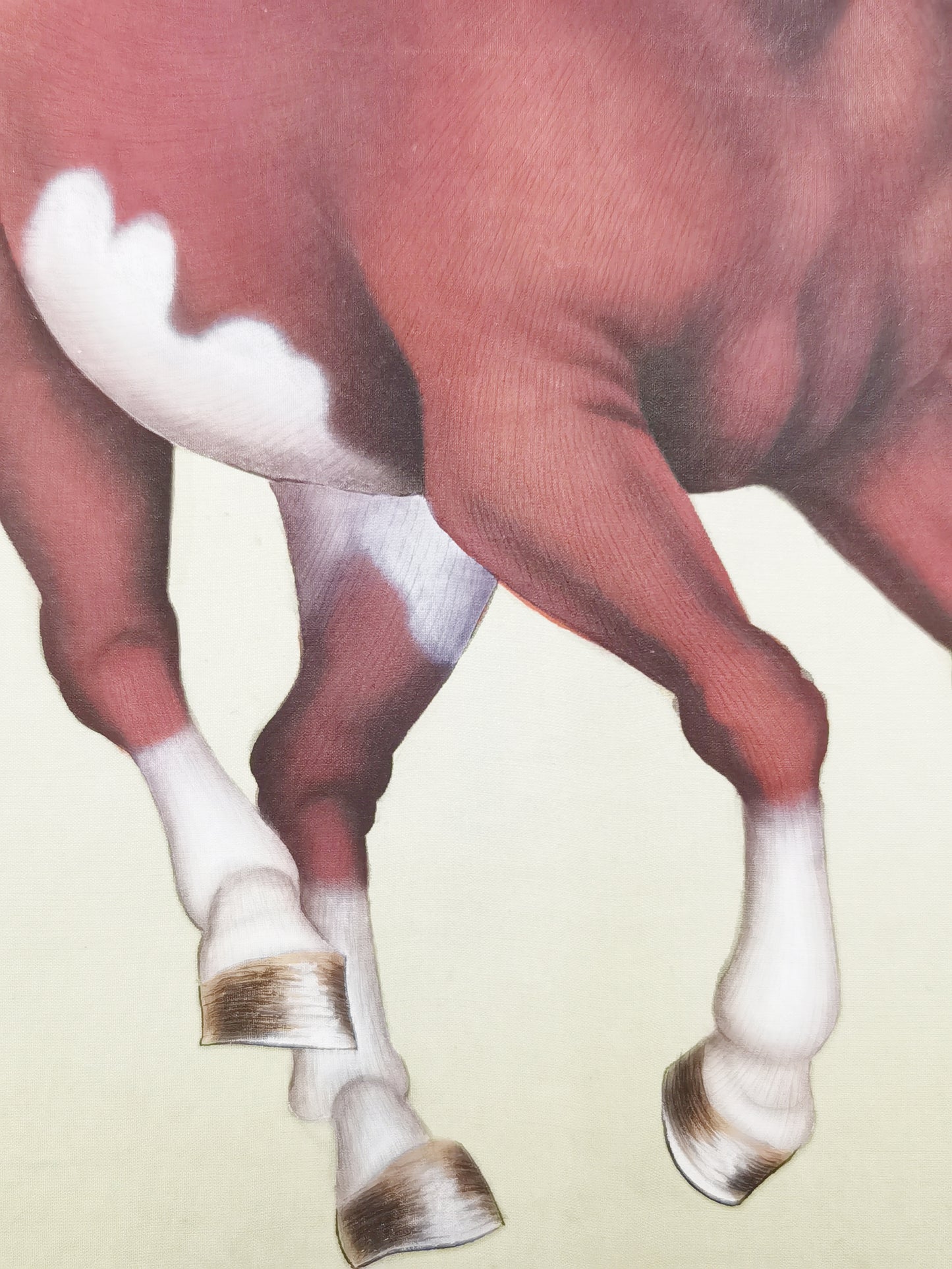Ferghana Horse Perception Handmade Art Printing Animal Running Robust with Wood Frame