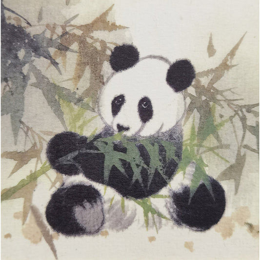 Hand-painted Watercolor Panda Eating Bamboo Art Print – Premium MATT Paper, Natural Wood Frame, Multiple Sizes & Colors