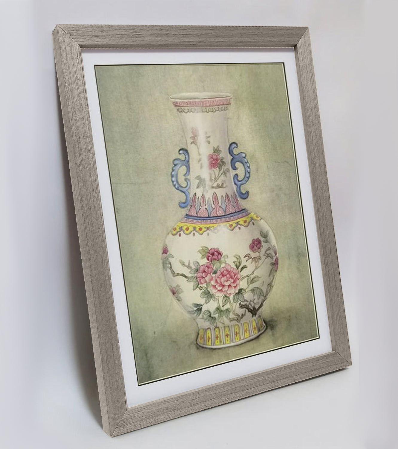 Hand-painted Famille Rose Porcelain Vase Artwork – Fine Brush Technique, Premium MATT Paper, Natural Wood Frame, Multiple Sizes & Colors