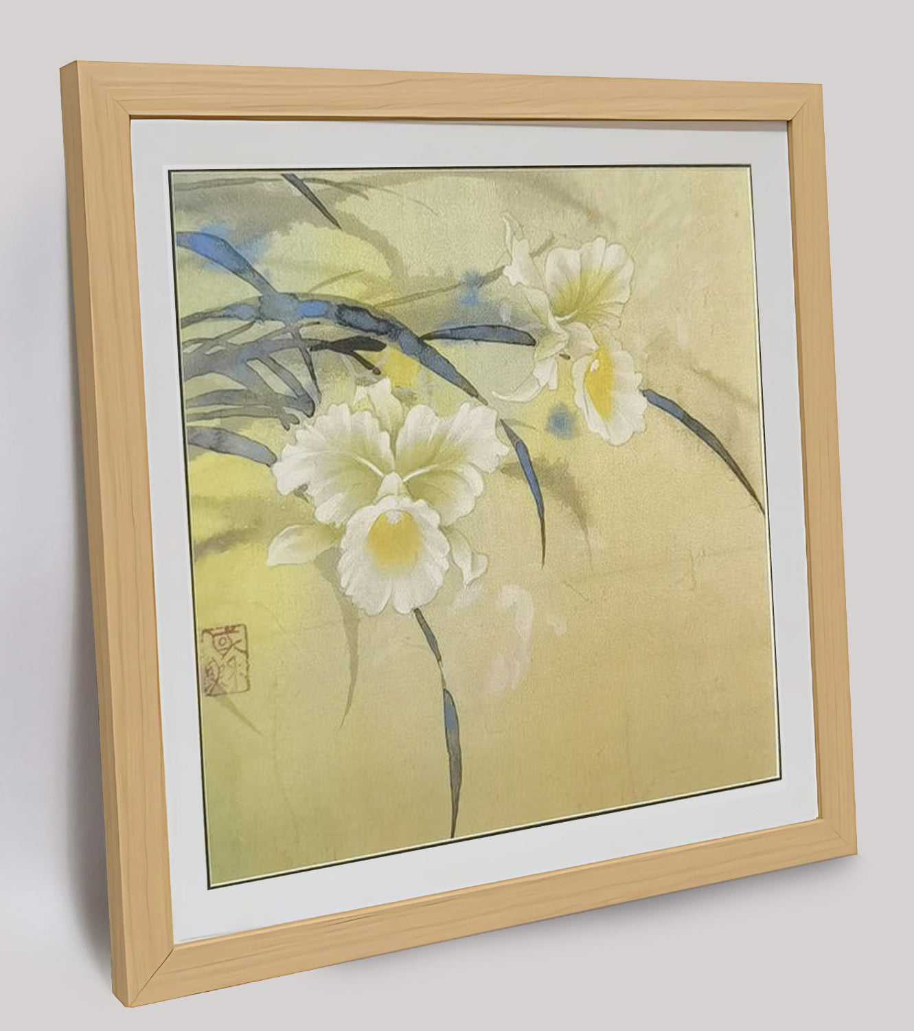 Hand-painted Lily Flower Watercolor Artwork – Elegant & Vibrant, Premium MATT Paper, Natural Wood Frame, Multiple Sizes & Colors
