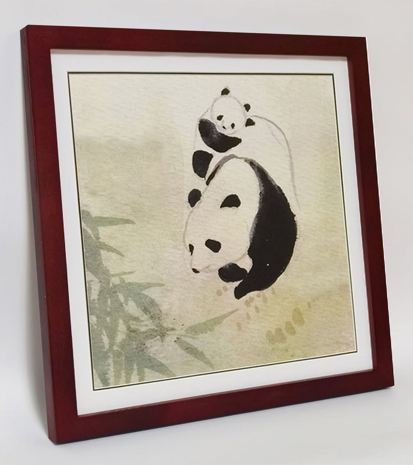 Panda Mother's Love Landscape Handmade Painting Art Solid Wood Framed Poster Picture Print Artwork