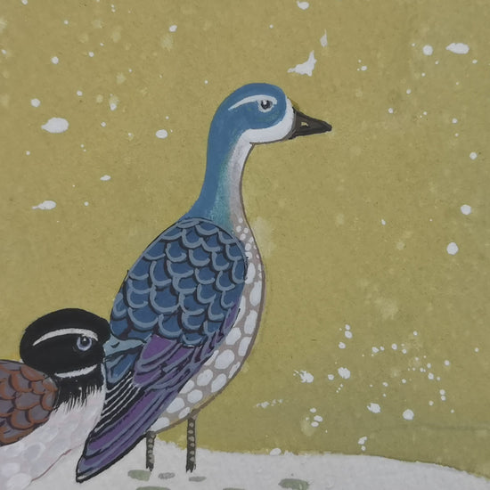 Snow Goose Vividland Handmade Art Printing Ice Scenery Pond with Wood Frame