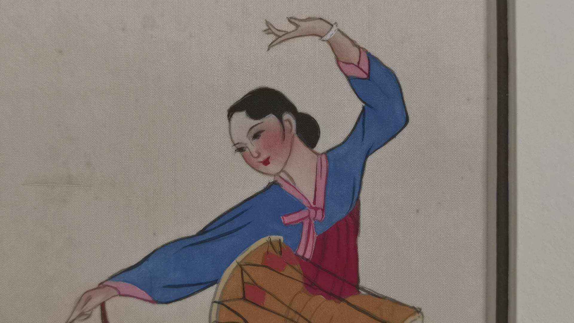 Korean Drumming Living Dancer Perception Handmade Art Printing Characters Instruments Ethnicdances with Wood Frame