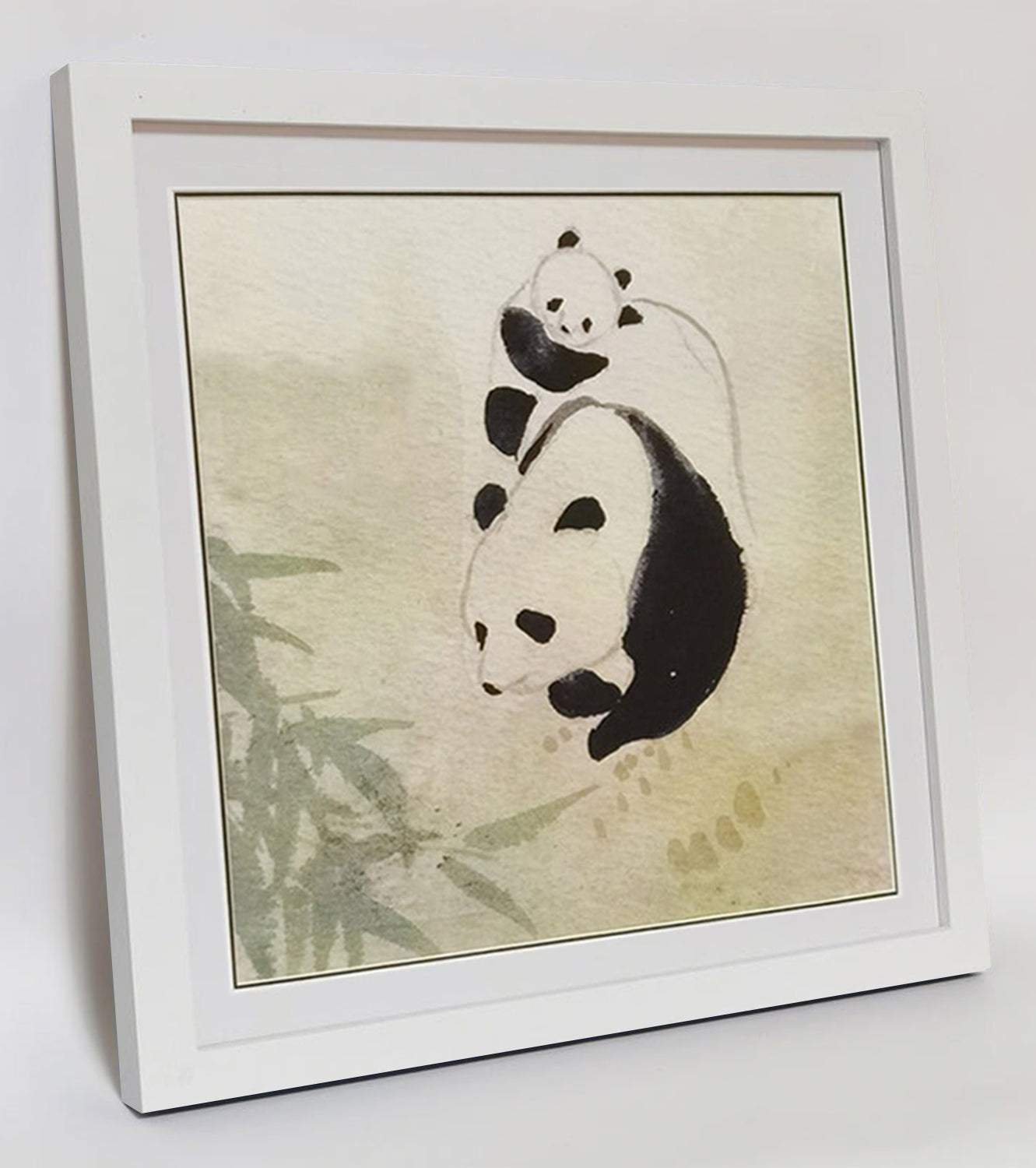 Panda Mother's Love Landscape Handmade Painting Art Solid Wood Framed Poster Picture Print Artwork
