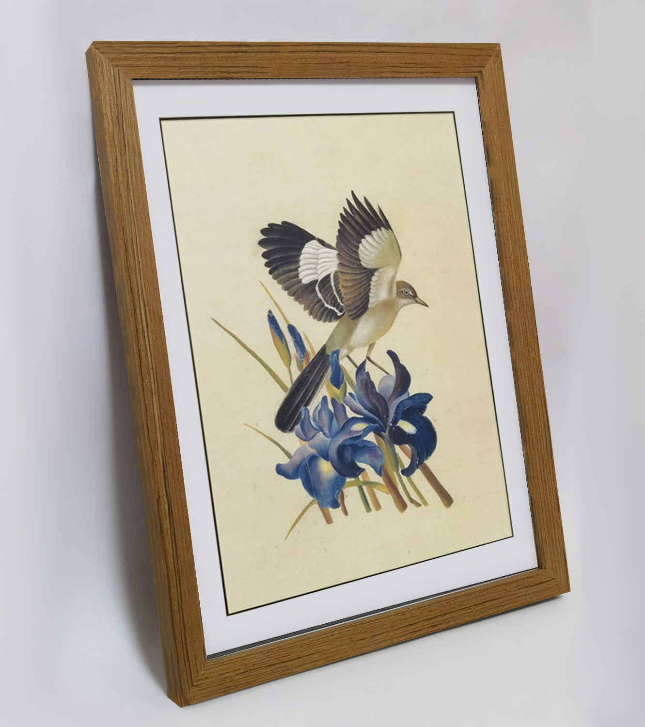 Tennessee Mockingbird Hand-painted Art Print - Premium MATT Paper, Natural Wood Frame, Wall & Tabletop Décor, Multiple Sizes & Colors