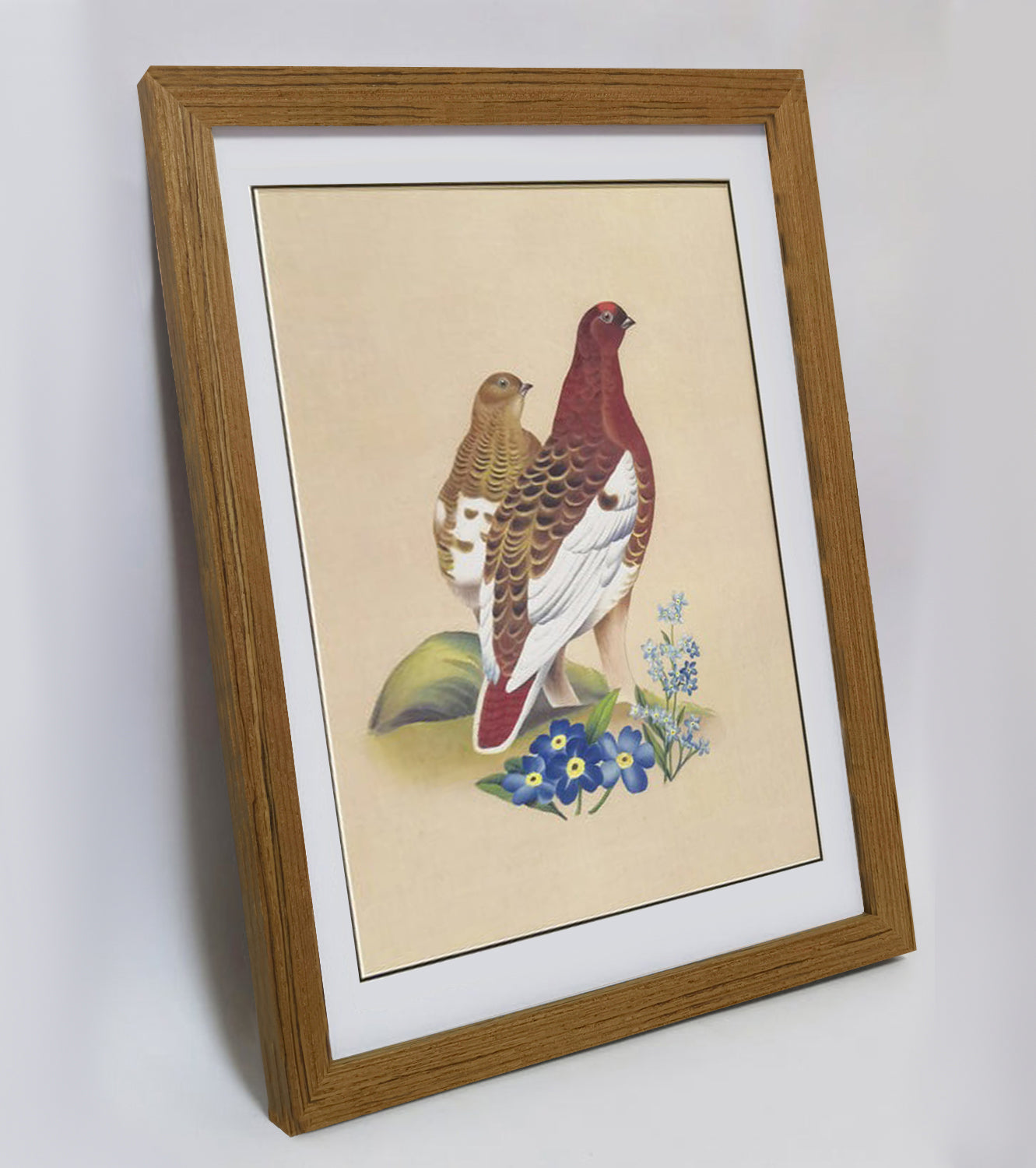 Alaska Willow Ptarmigan Hand-painted Art Print - Premium MATT Paper, Natural Wood Frame, Wall & Tabletop Décor, Multiple Sizes & Colors
