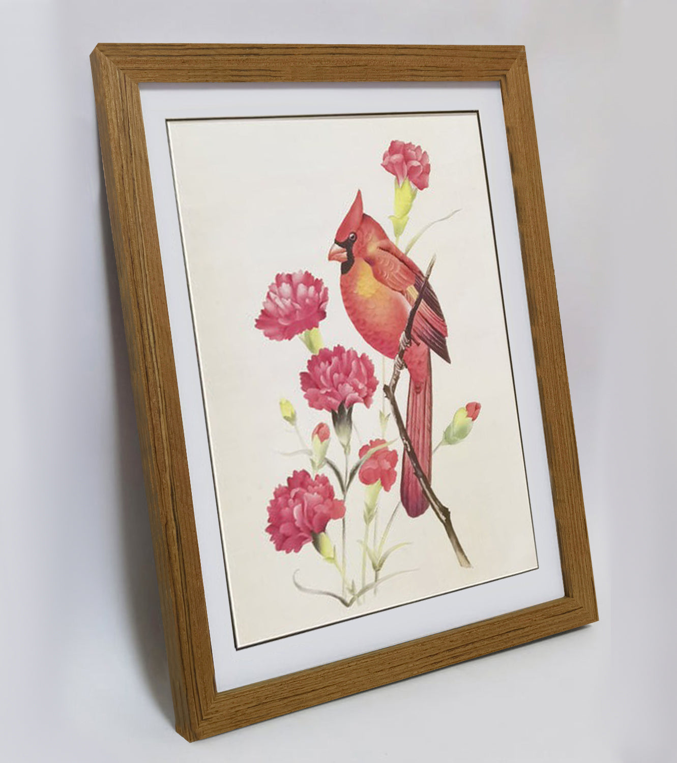 North Carolina Cardinal Hand-painted Art Print - Premium MATT Paper, Natural Wood Frame, Wall & Tabletop Décor, Multiple Sizes & Colors Available