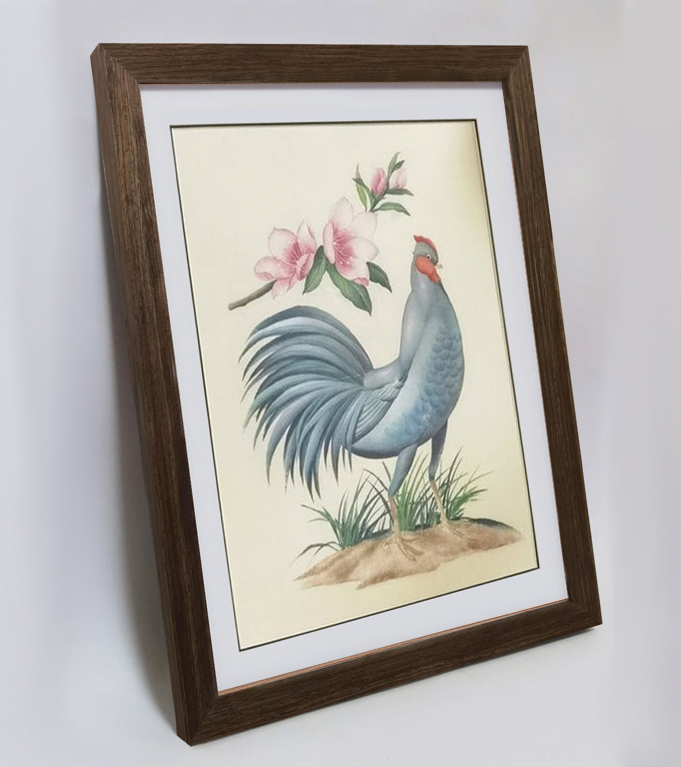 Delaware Blue Hen Hand-painted Art Print - Premium MATT Paper, Natural Wood Frame, Wall & Tabletop Décor, Multiple Sizes & Colors