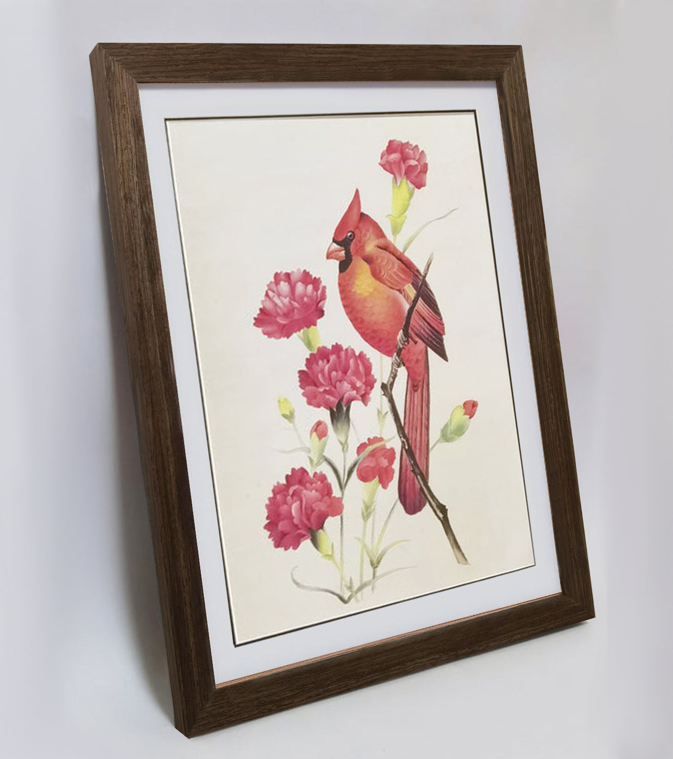 North Carolina Cardinal Hand-painted Art Print - Premium MATT Paper, Natural Wood Frame, Wall & Tabletop Décor, Multiple Sizes & Colors Available