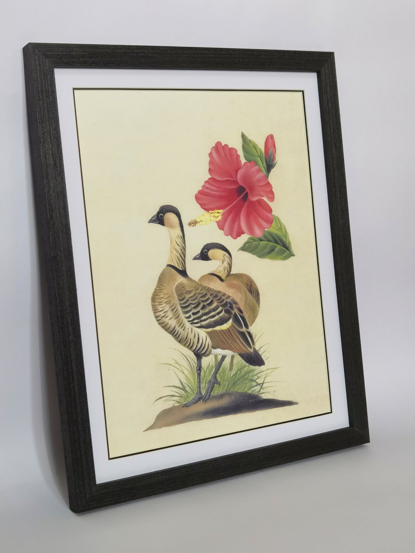 Hawaiian Goose State Bird Handmade Painting Art Solid Wood Framed Poster Picture Print Artwork - Free Shipping