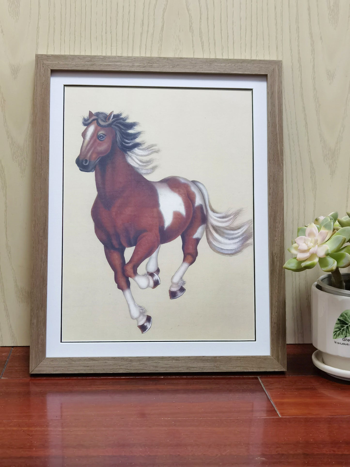 Clydesdale Horse Handmade Painting Art Solid Wood Framed Poster Picture Print Artwork - Free Shipping