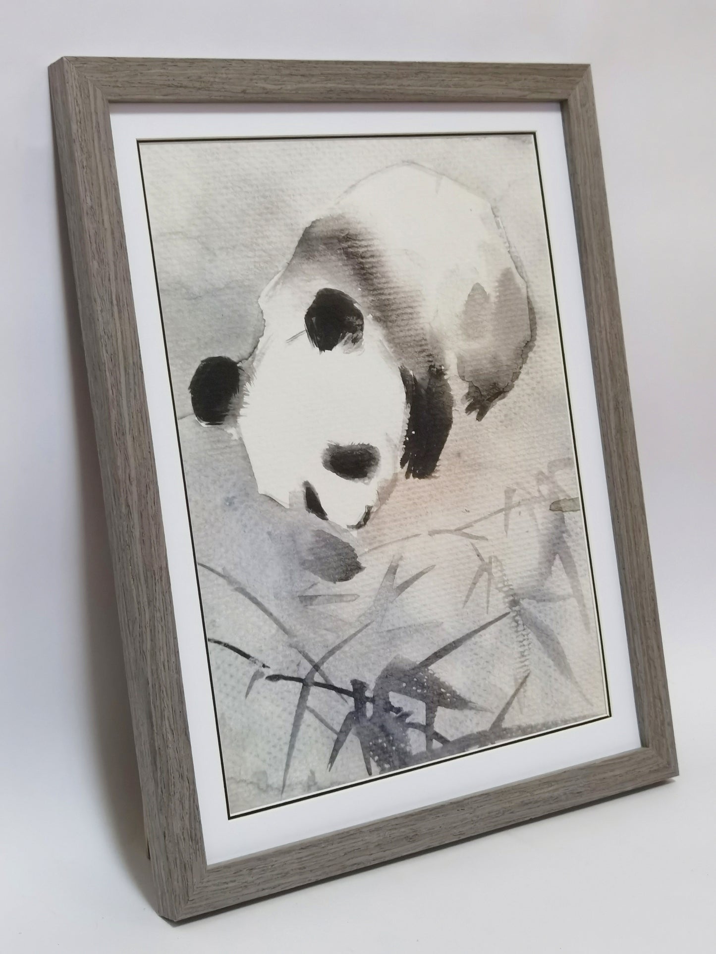 Panda Playful Cute Landscape Handmade Painting Art Solid Wood Framed Poster Picture Print Artwork - Free Shipping