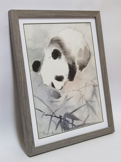 Panda Verspielte süße Landschaft Handgemachte Malerei Kunst Gerahmtes Poster Bild Druck Kunstwerk - Kostenloser Versand