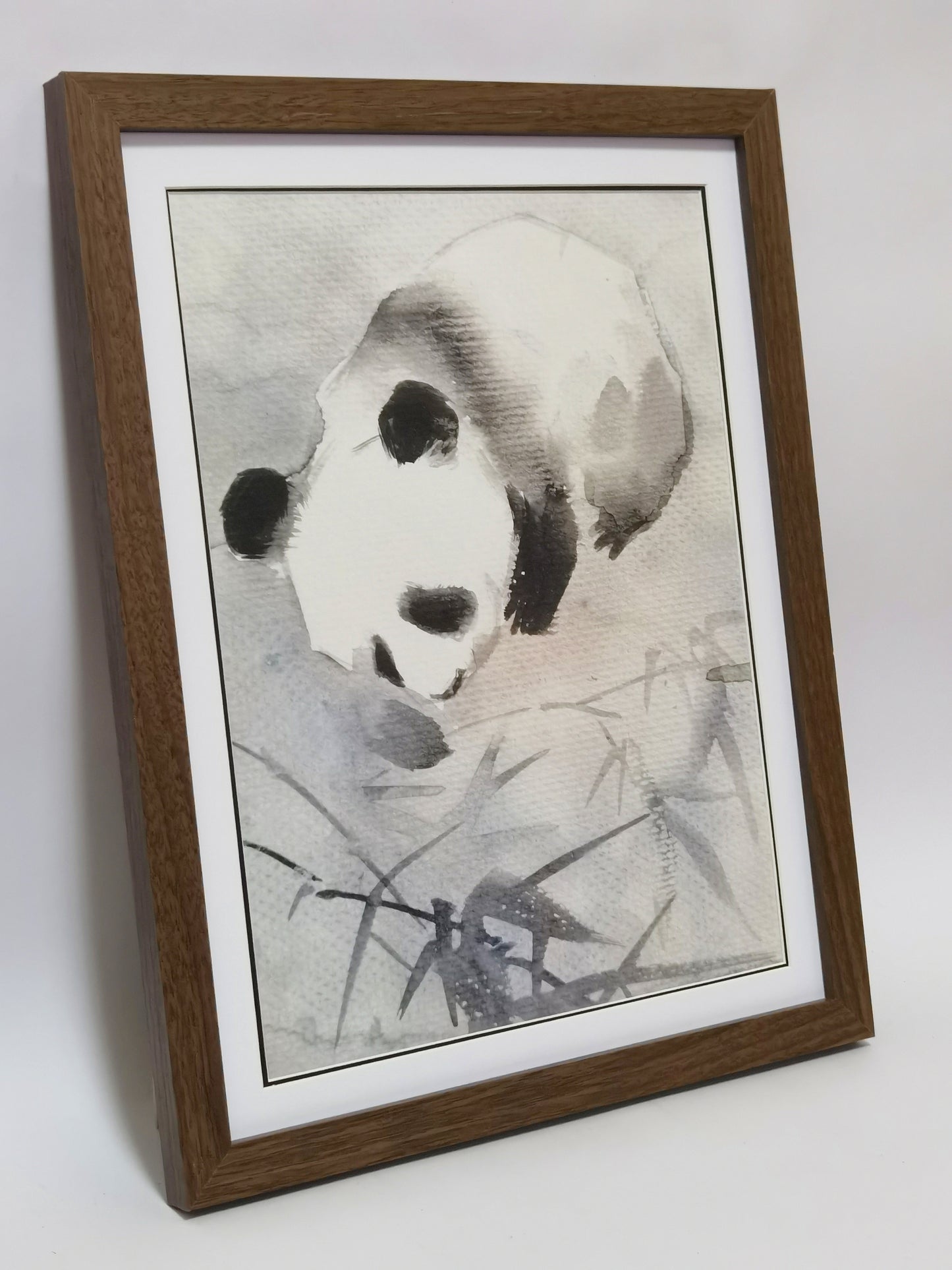 Panda Playful Cute Landscape Handmade Painting Art Solid Wood Framed Poster Picture Print Artwork - Free Shipping