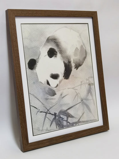 Panda Verspielte süße Landschaft Handgemachte Malerei Kunst Gerahmtes Poster Bild Druck Kunstwerk - Kostenloser Versand