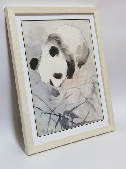 Panda Verspielte süße Landschaft Handgemachte Malerei Kunst Gerahmtes Poster Bild Druck Kunstwerk - Kostenloser Versand