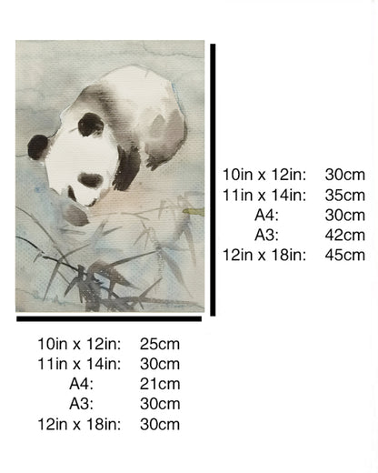 Panda Verspielte süße Landschaft Handgemachte Malerei Kunst Gerahmtes Poster Bild Druck Kunstwerk - Kostenloser Versand