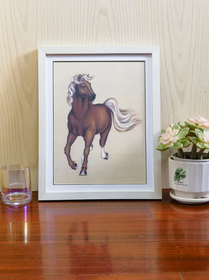 Quarter Horse Handmade Painting Art Solid Wood Framed Poster Picture Print Artwork