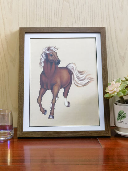 Quarter Horse Handmade Painting Art Solid Wood Framed Poster Picture Print Artwork