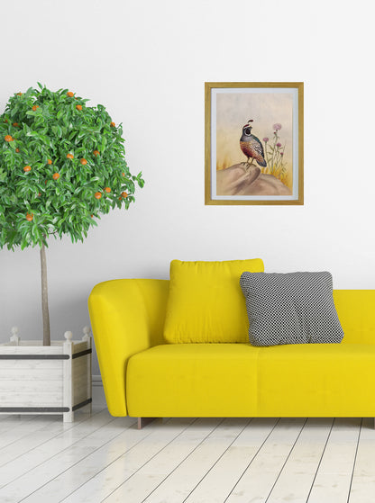 Callipepla California State Bird Handmade Painting Art Solid Wood Framed Poster Picture Print Artwork