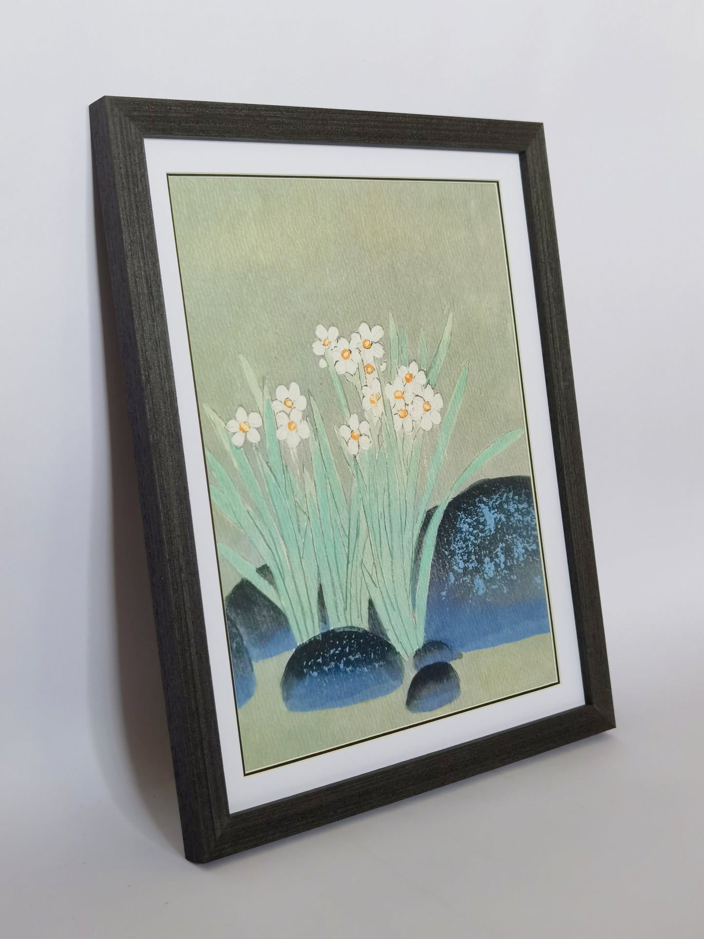 Pintura al óleo hecha a mano con paisaje de flores de narciso, póster enmarcado, imagen impresa, obra de arte - Envío gratuito