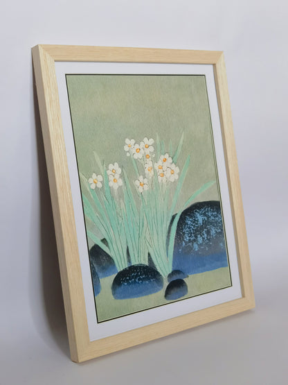 Narcissus Flowers Landscape Handmade Painting Art Solid Wood Framed Poster Picture Print Artwork